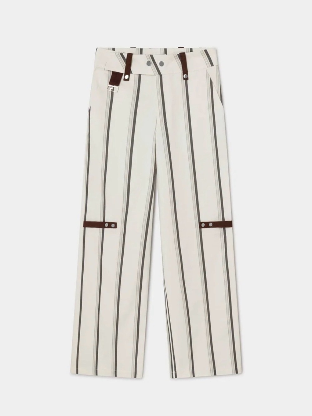 Laagam velia high rise pants with pockets in white stripe
